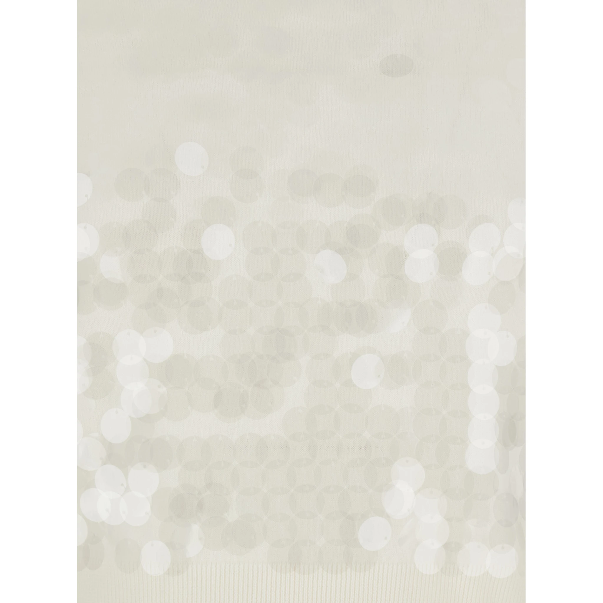 White Crew Neck T-Shirt with All-Over Applied Circles in Fabric Woman