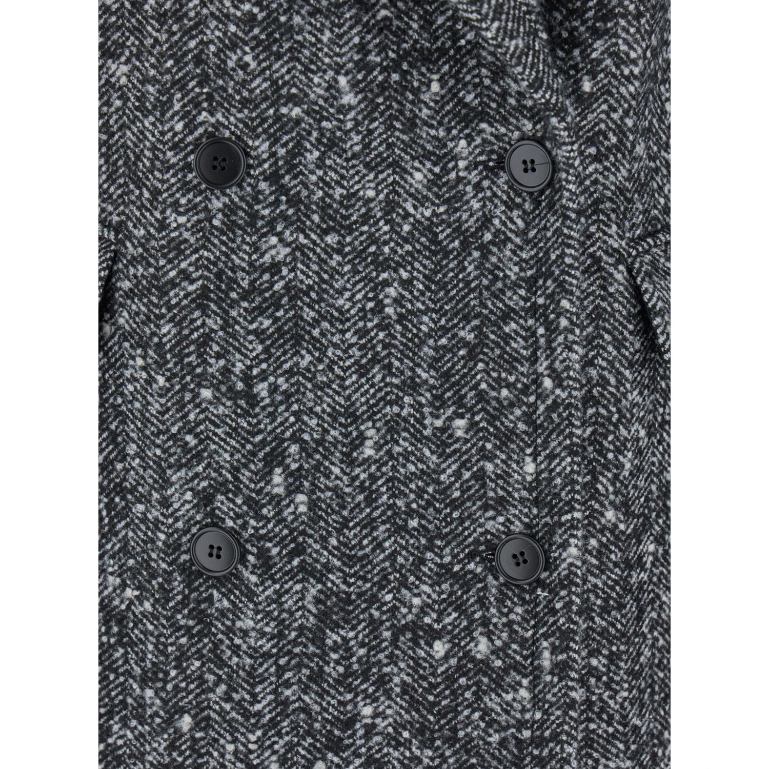 Grey Double-Breasted Coat with Wide Notched Revers in Wool Woman
