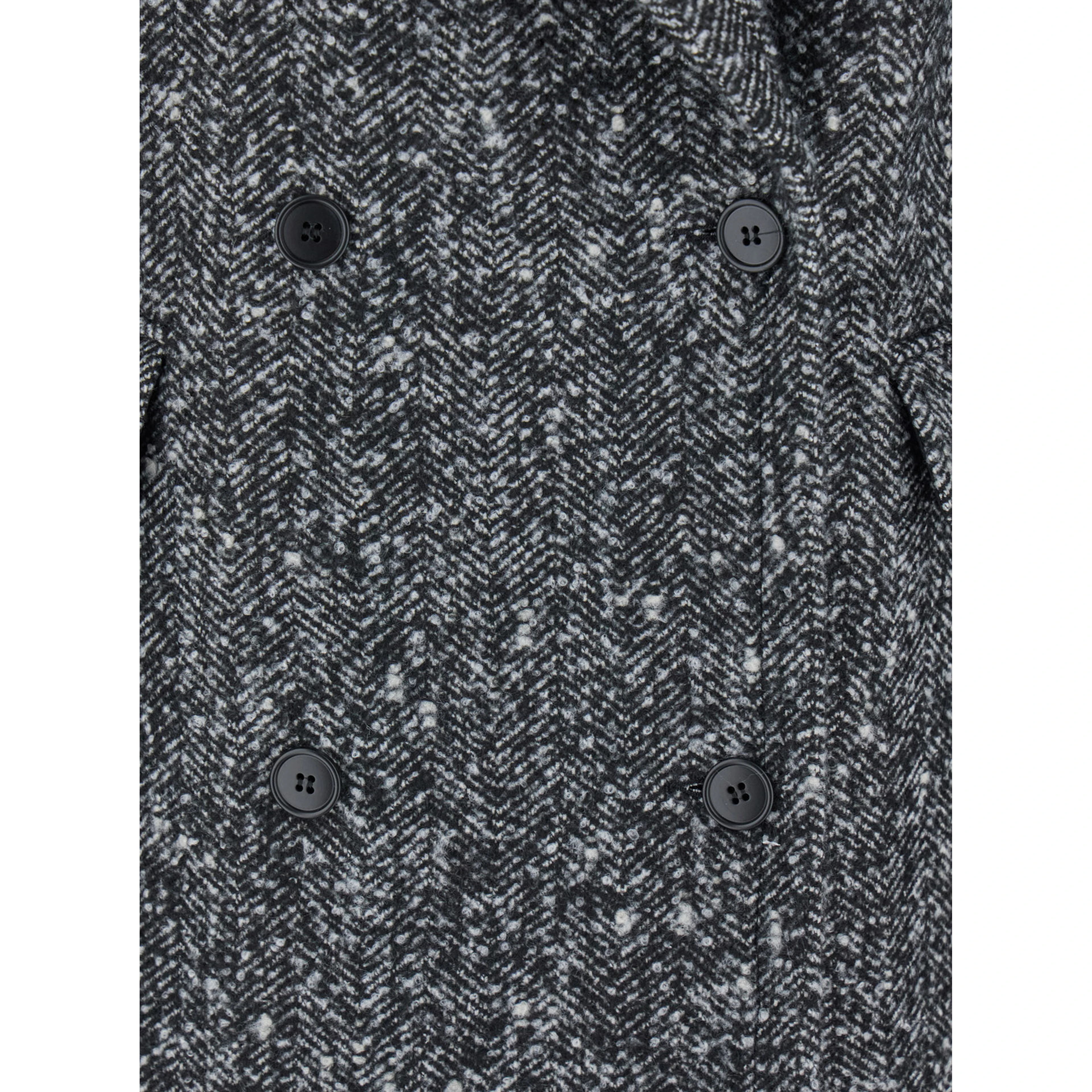 Grey Double-Breasted Coat with Wide Notched Revers in Wool Woman