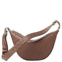 Melon Small Brown Crossbody Bag  With Logo Strap And Metallic FFs On The Sides In Leather Man