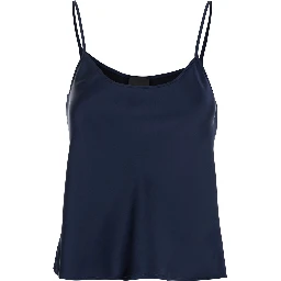 Blue Top with Spaghetti Straps in Satin Woman