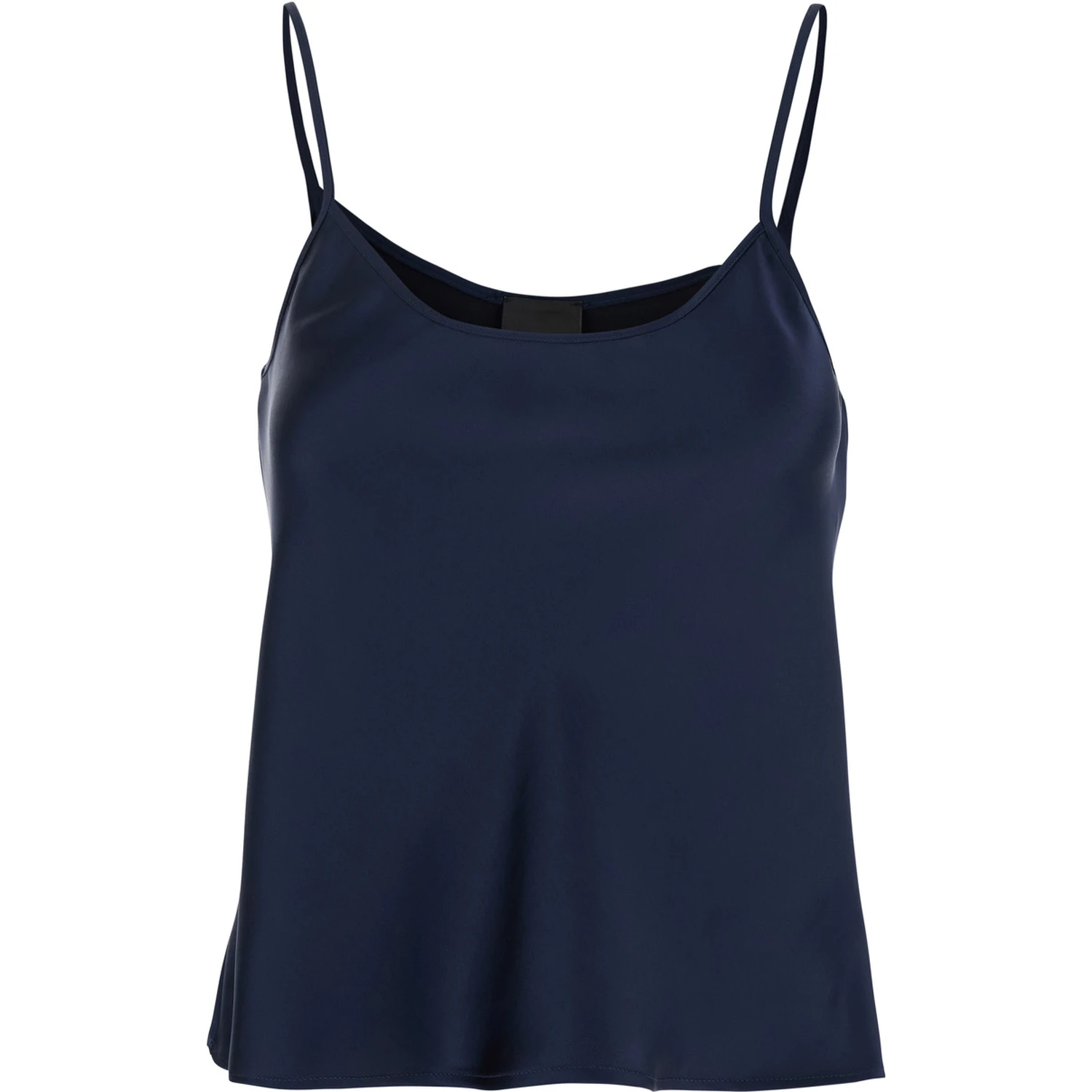 Blue Top with Spaghetti Straps in Satin Woman