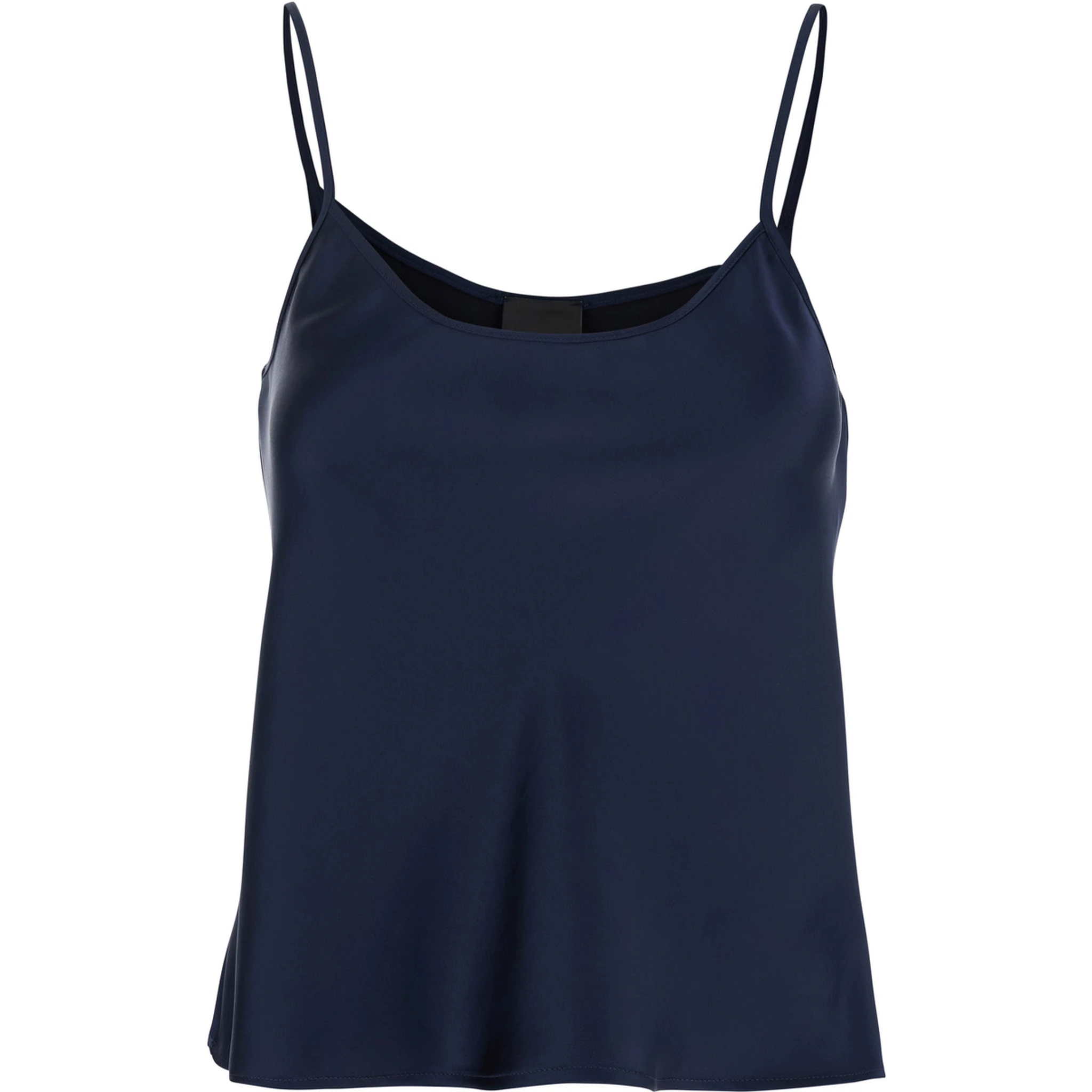 Blue Top with Spaghetti Straps in Satin Woman