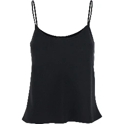 Black Top with Spaghetti Straps in Satin Woman