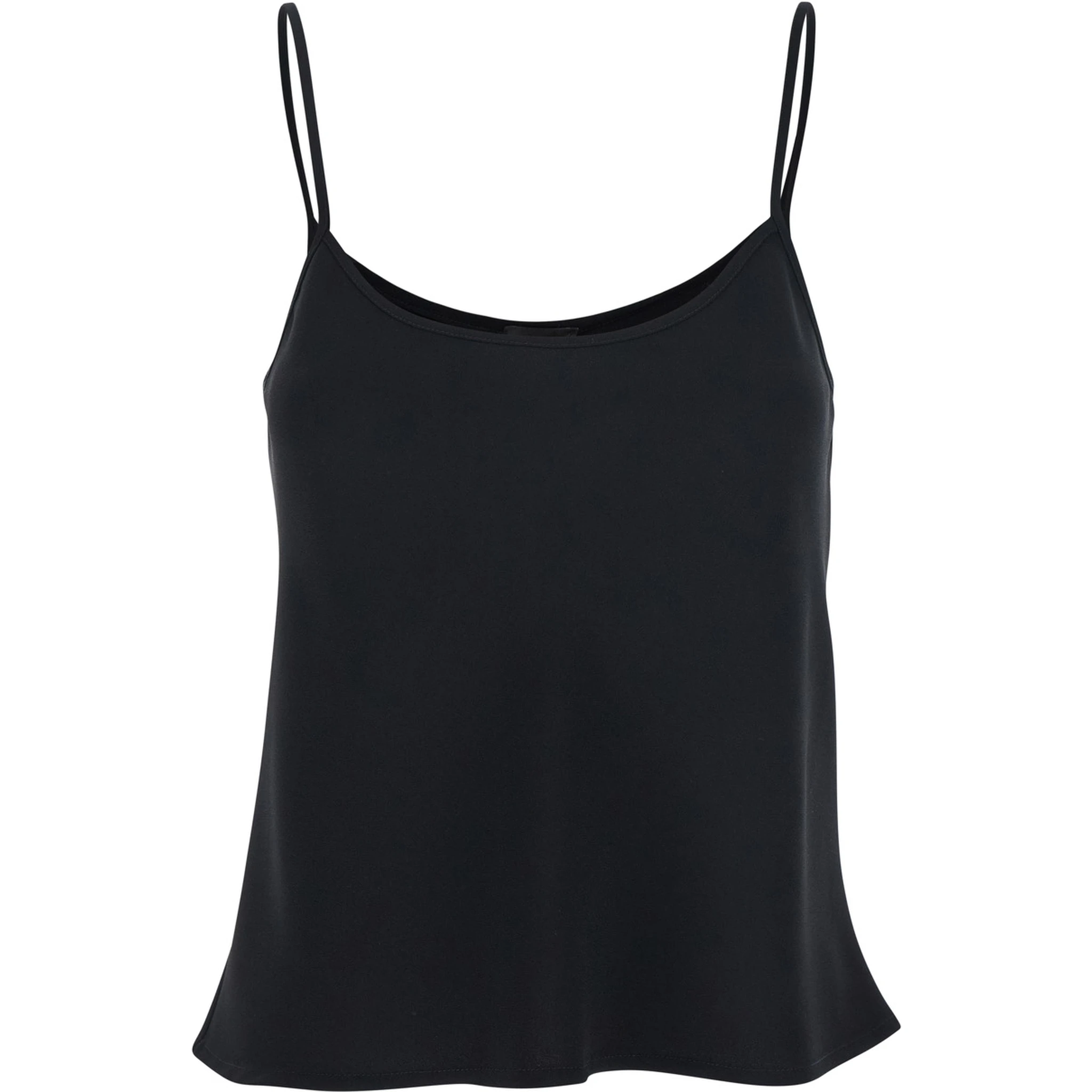Black Top with Spaghetti Straps in Satin Woman