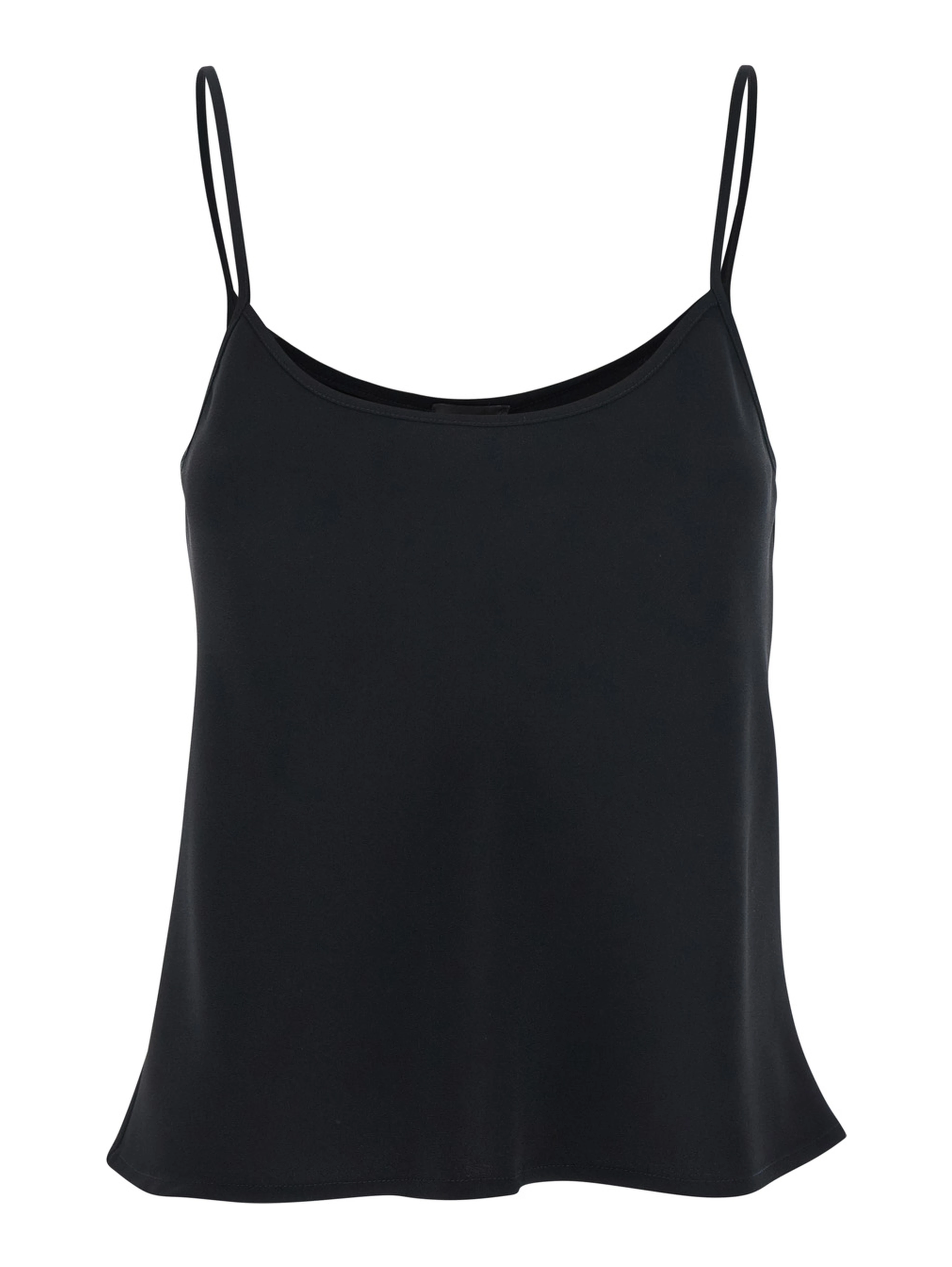 Black Top with Spaghetti Straps in Satin Woman