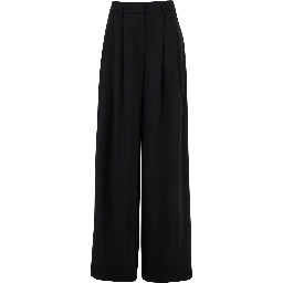 Black Pants with Belt Loops and Wide Leg in Cady Woman