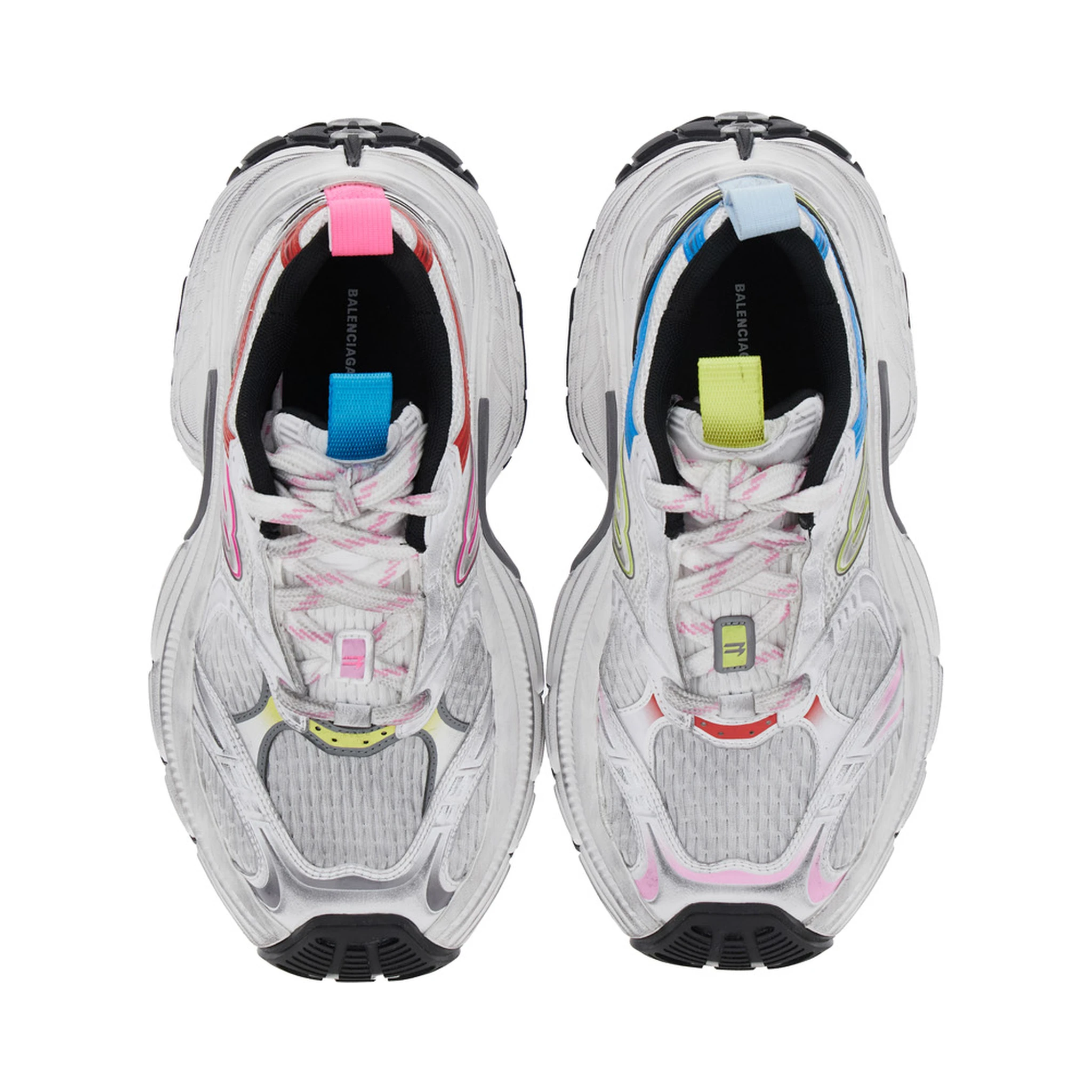 6XL White Low Top Sneakers with Mesh Panels and Logo Detail on the Side in Tech Fabric Woman