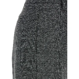 Grey Trousers  with Striped Motif in Wool Woman
