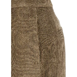 Green Pants with Belt Loops in Ribbed Velvet Woman