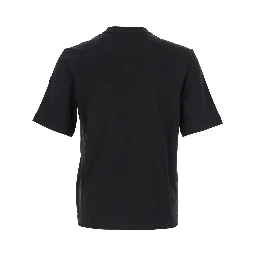 Black T-Shirt with Front Lettering Logo and Logo Patch on the Sleeve in Cotton Man