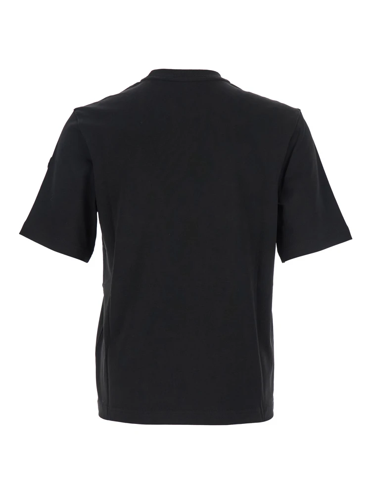 Black T-Shirt with Front Lettering Logo and Logo Patch on the Sleeve in Cotton Man alternative