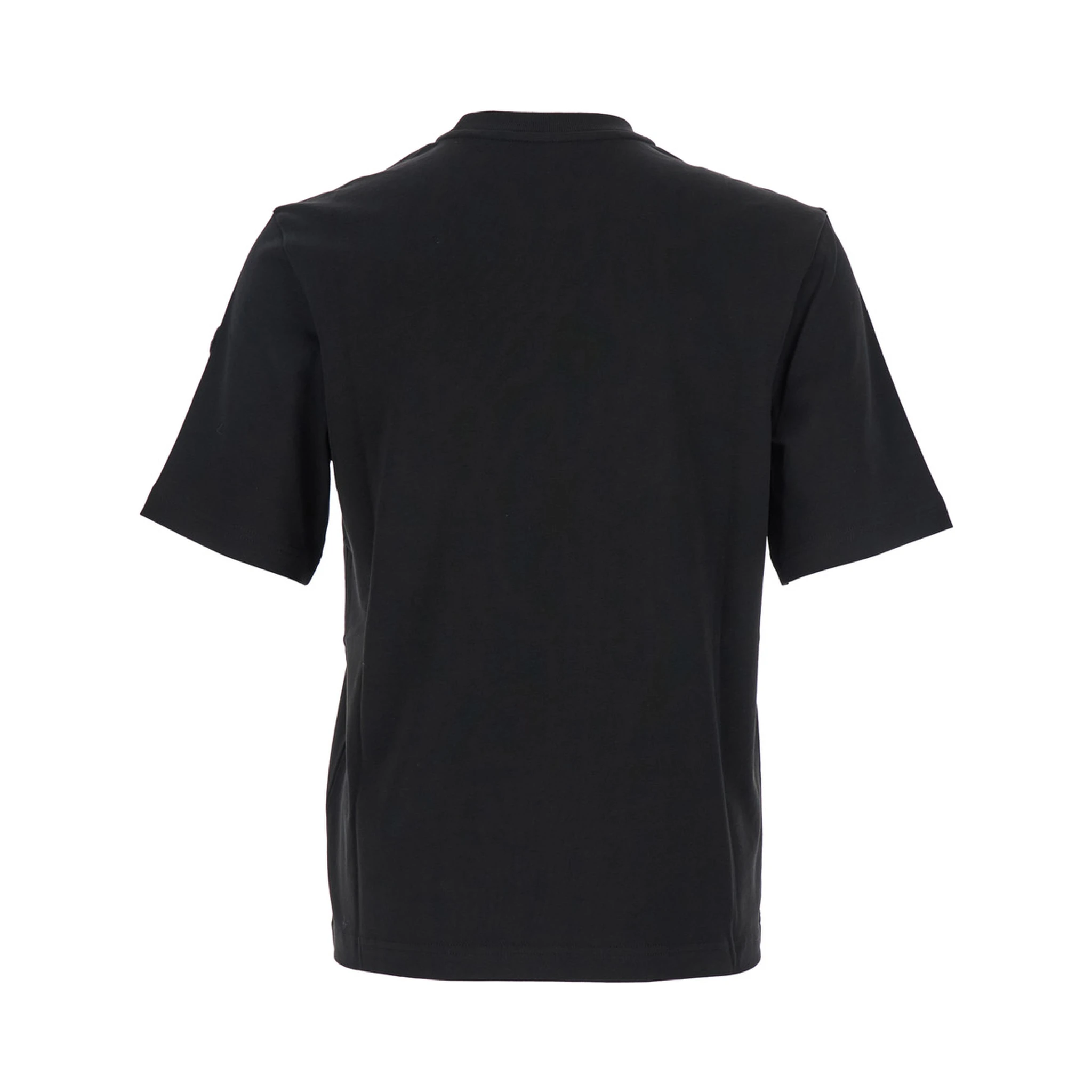 Black T-Shirt with Front Lettering Logo and Logo Patch on the Sleeve in Cotton Man