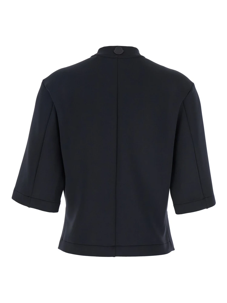 Black Crew Neck T-Shirt with Logo Patch Applied on the Back in Tech Fabric Woman alternative