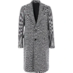 Grey Single-Breasted Coat with Classic Lapels in Wool Man