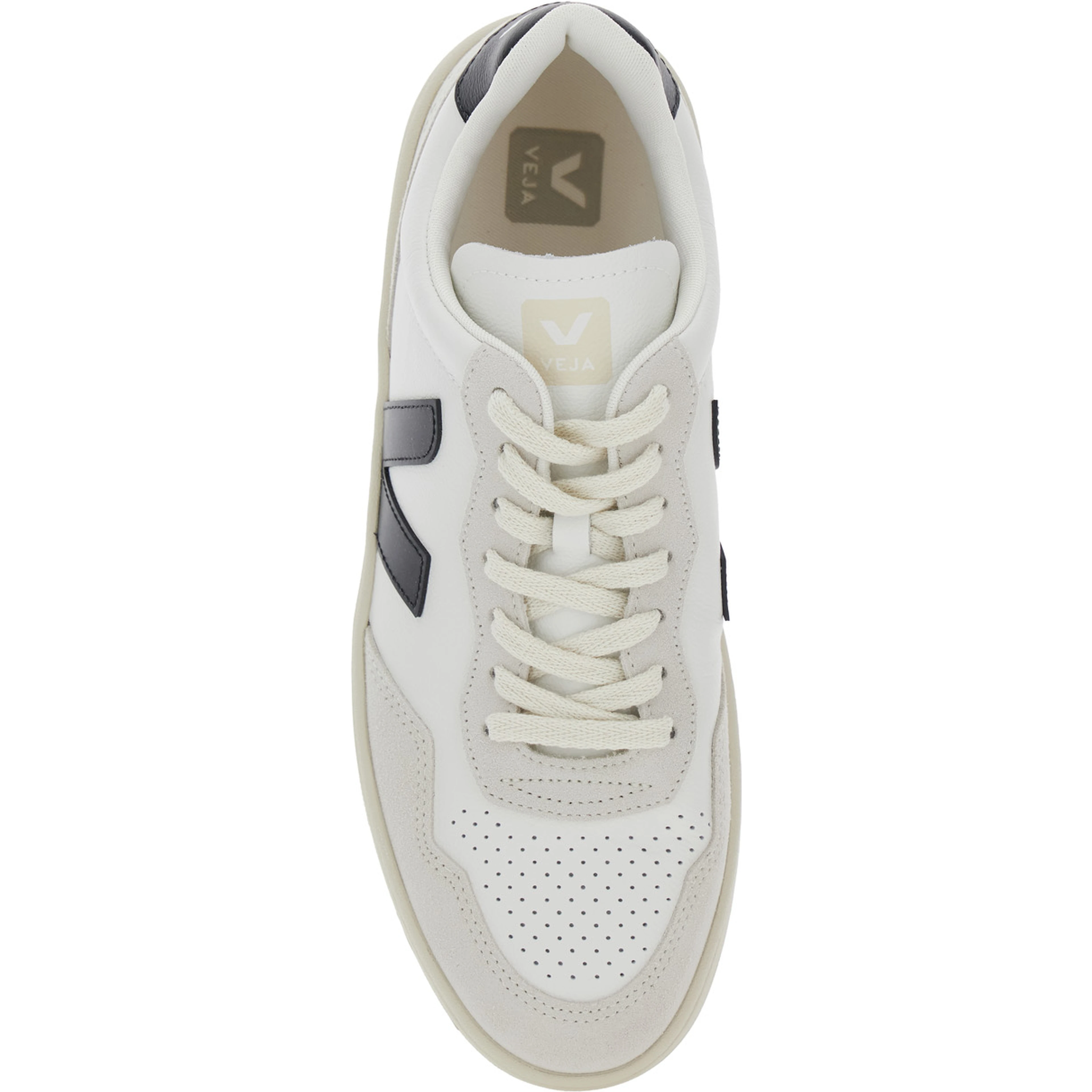 V90 White Sneaker with Side Logo and Perforated Toe in Leather Unisex
