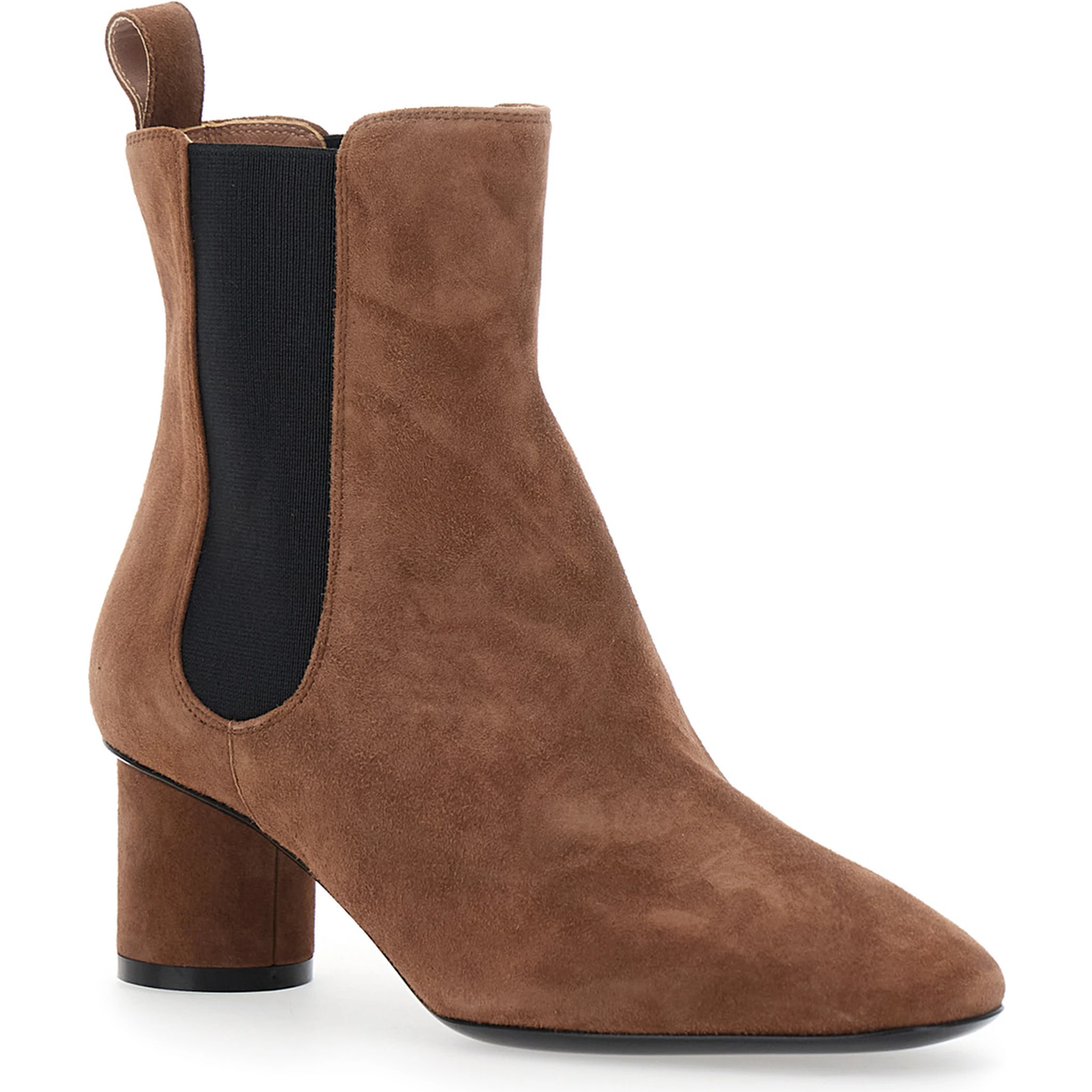 Brown Ankle Boots with Elastic Side Panel in Suede Woman