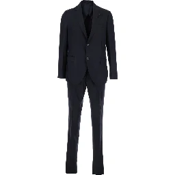 Blue Single-Breasted Suit with Classic Revers in Flanel Man