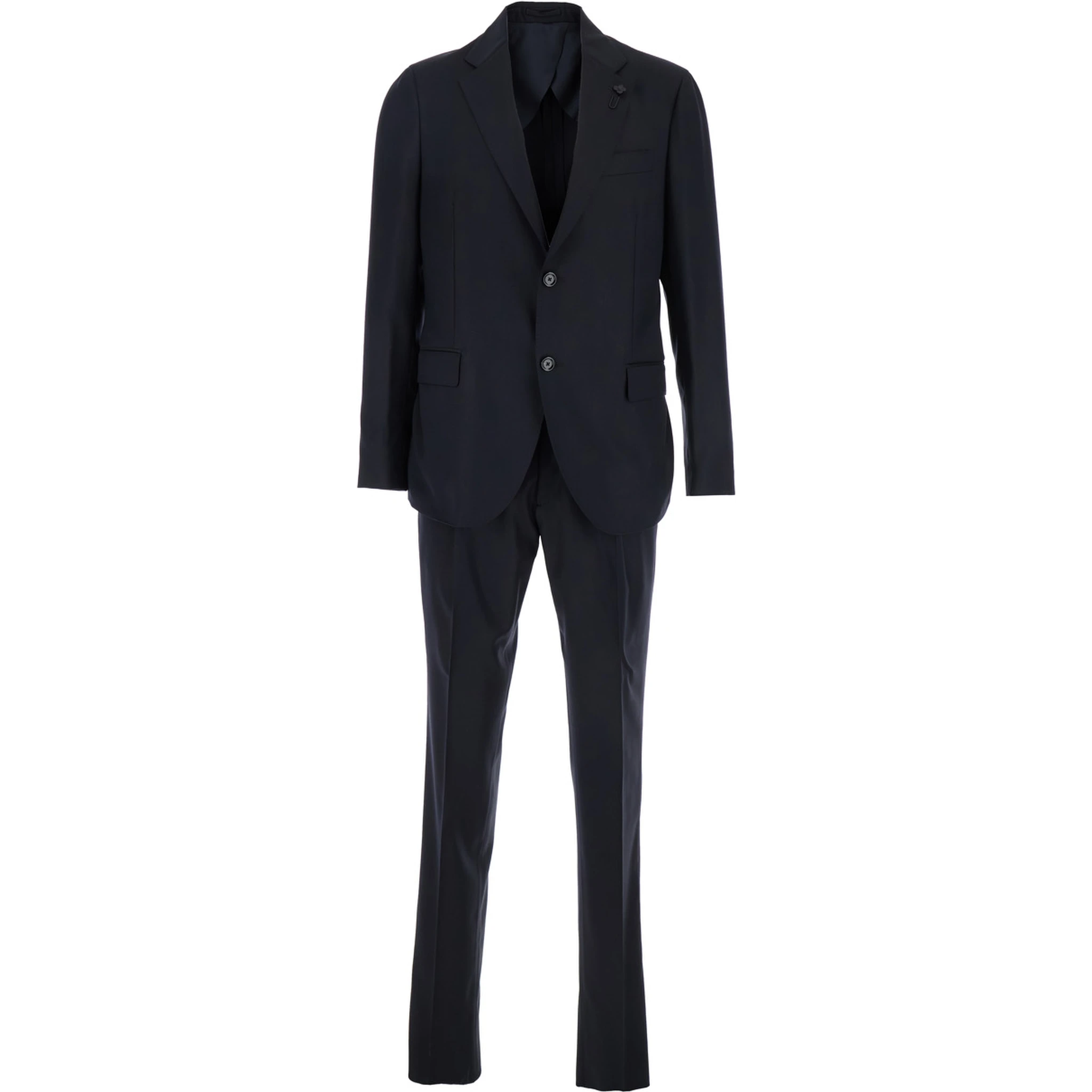 Blue Single-Breasted Suit with Classic Revers in Flanel Man