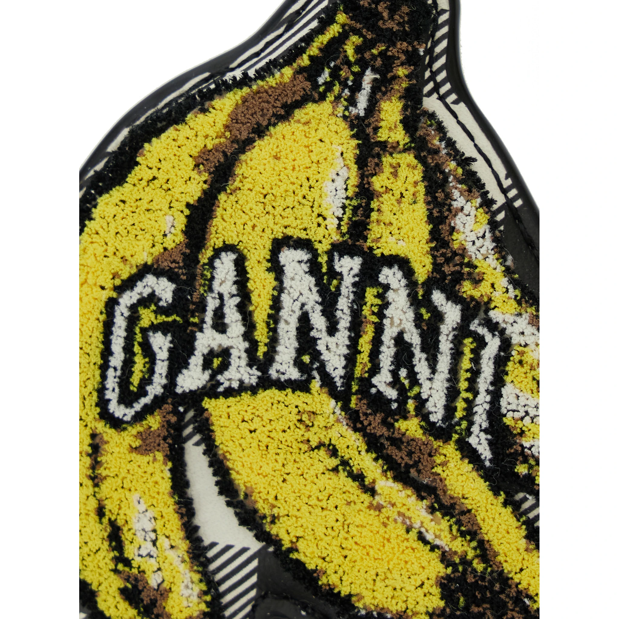 Multicolor Banana Shaped Keyring with Logo Lettering on the Front in Leather and Tech Fabric Woman