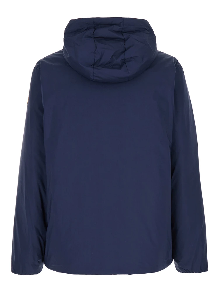 Caracara Blue Jacket with Drawstring Hood and Logo Patch on the Sleeve in Cotton Blend Man alternative