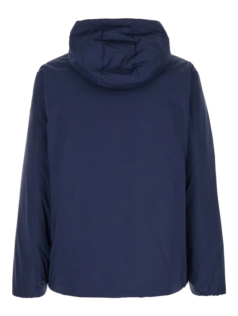 Caracara Blue Jacket with Drawstring Hood and Logo Patch on the Sleeve in Cotton Blend Man