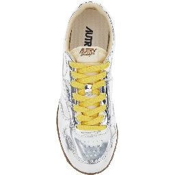 Windspin Low Silver Colored Sneaker with Logo on the Side in Shiny Fabric Woman