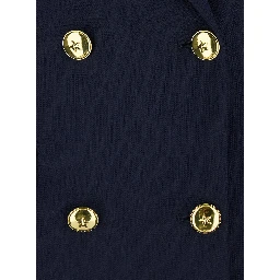 New Guinea Blue Double-Breasted Jacket with Peak Revers in Wool Woman