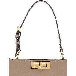 Pekaboo Soft Large Grey Handbag with Twist Lock in Leather Woman