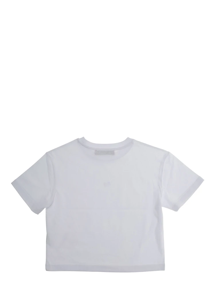 White Crewneck T-Shirt with Logo Print on the Front in Cotton Woman alternative