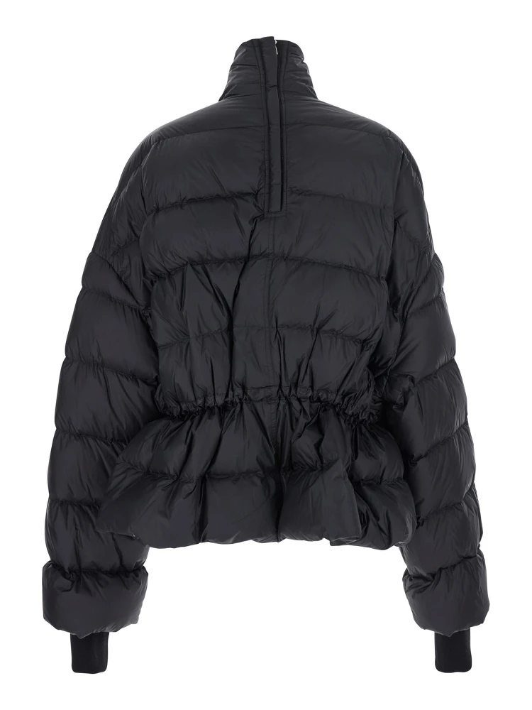 Black Down Jacket with Drawstring Waist and High Neck in Tech Fabric Woman alternative