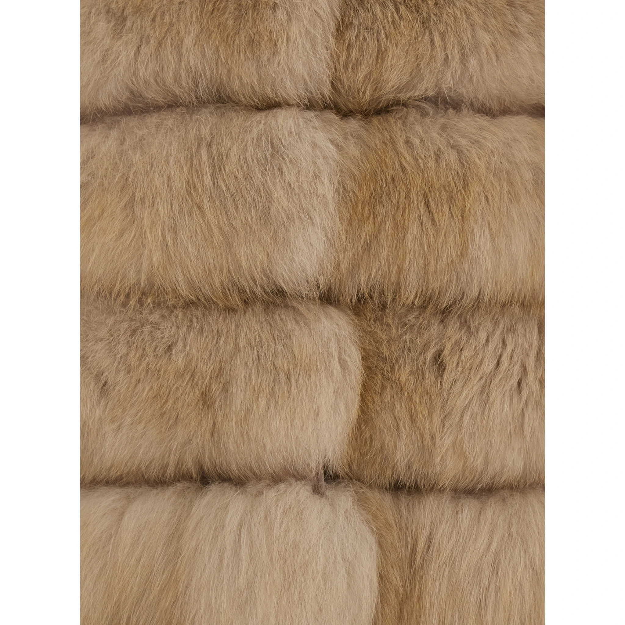 Beige Sleeveless Fur Coat with Hood in Fur Woman