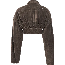 جاكيت قصير بتصميم هوليوود مع سحاب أمامي من مزيج الفسكوز للنساء