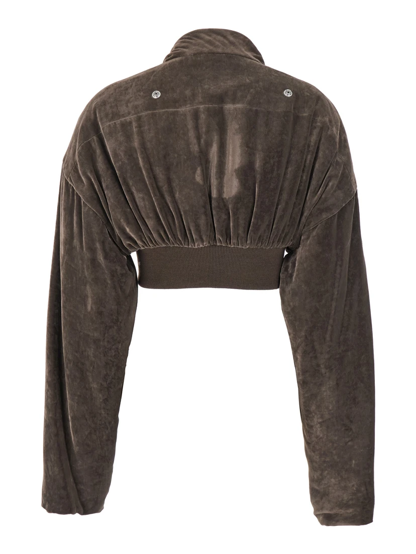 Hollywood Cropped Jacket with Front Zip Closure in Viscose Blend Woman