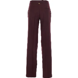 Violet Pants with Concealed Front Closure and Logo Plaque on the Rear in Wool Blend Stretch Woman