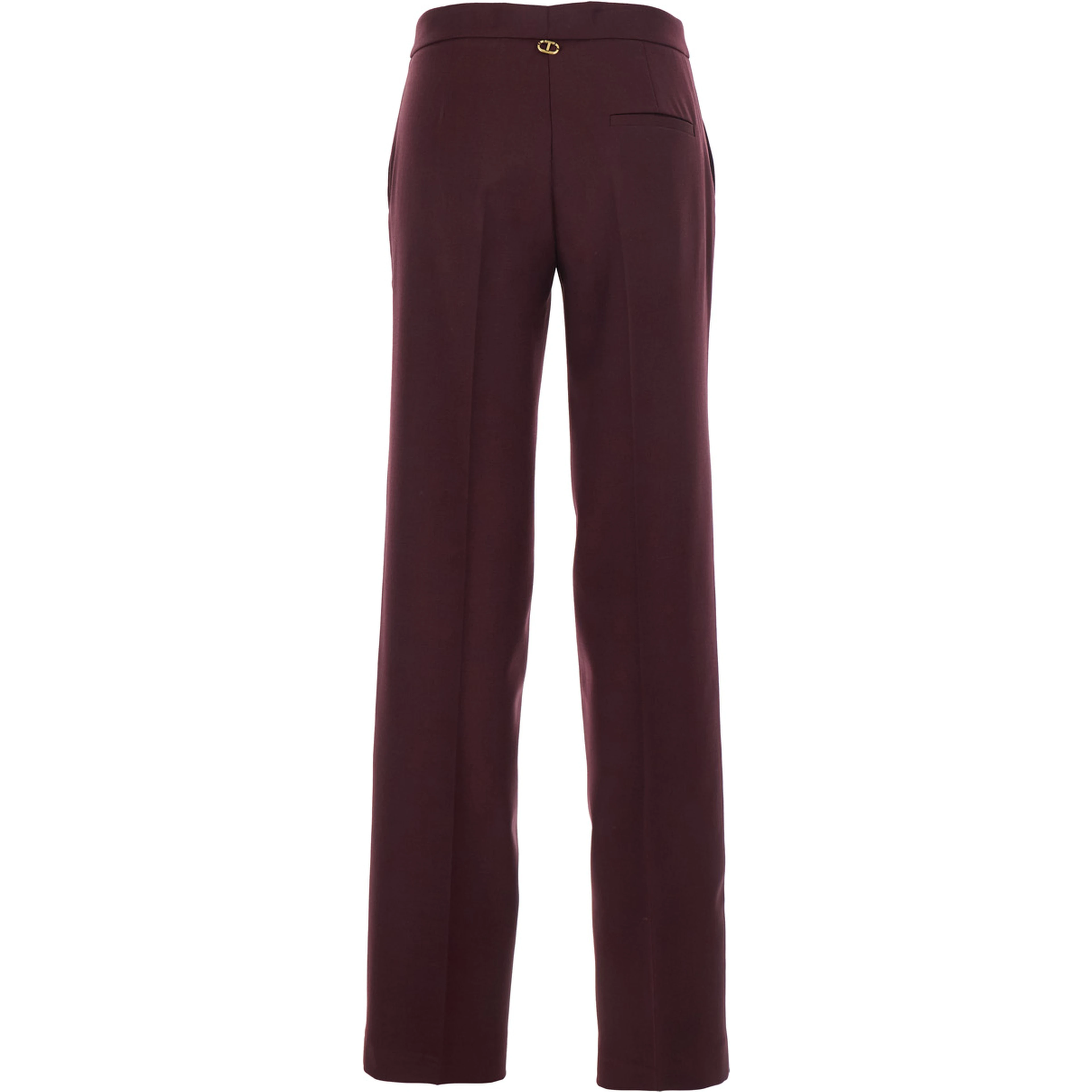 Violet Pants with Concealed Front Closure and Logo Plaque on the Rear in Wool Blend Stretch Woman