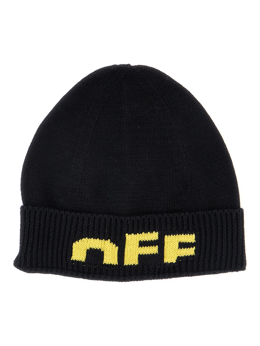Black Beanie with Ribbed Brim and Logo Embroidery on the Front in Fabric Boy
