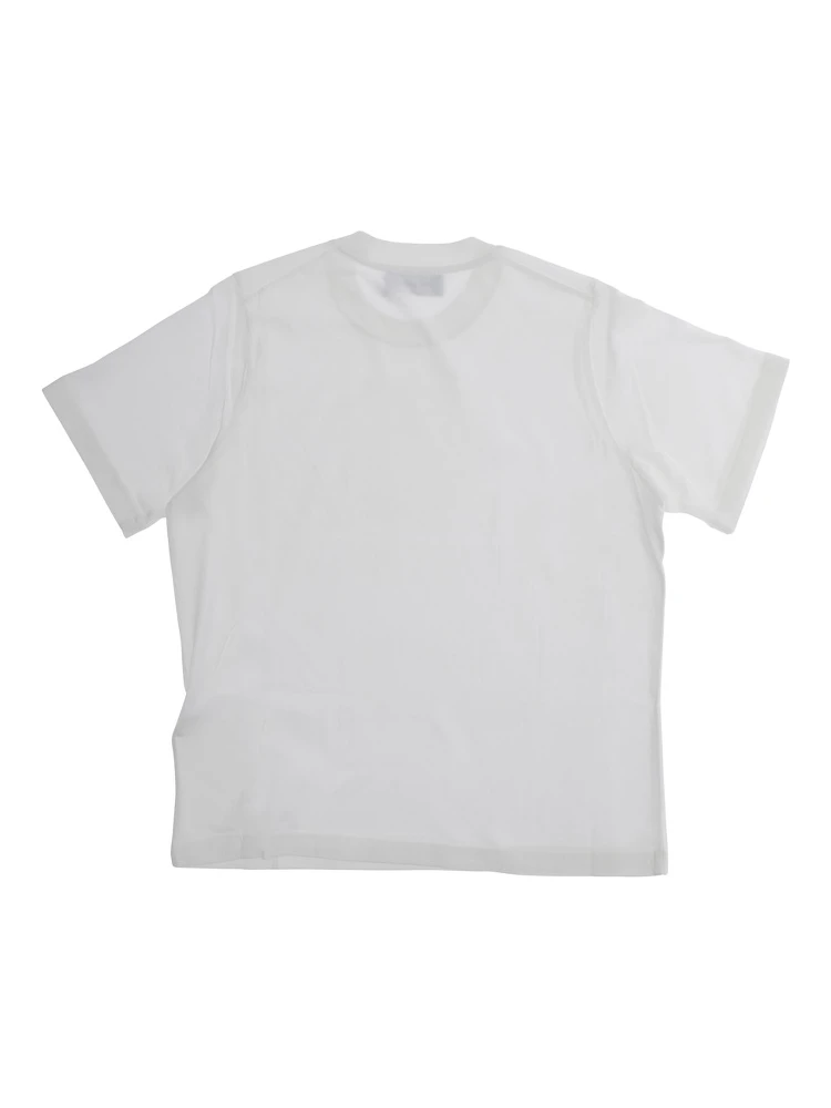 White Crewneck T-Shirt with Logo Print on the Front in Cotton Boy alternative