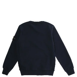 Blue Crewneck Sweatshirt with Logo Patch on the Sleeve in Cotton Boy