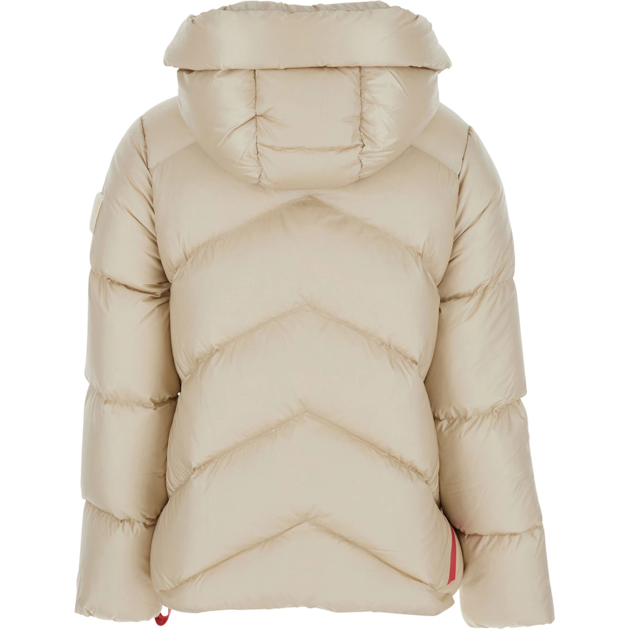 Helsinki Beige Down Jacket with Logo Patch on the Sleeve and Puller with Logo on the Waist in Tech Fabric Woman