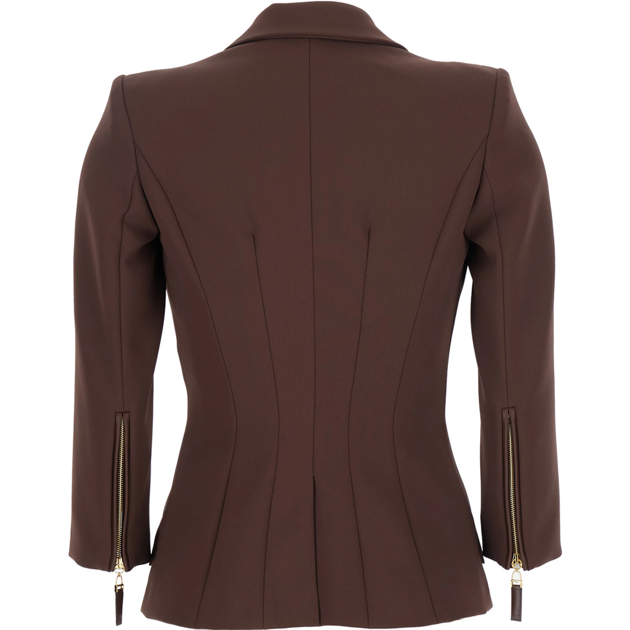 Brown Jacket with Classic Lapels and Double-Breasted Fastening in Fabric Woman