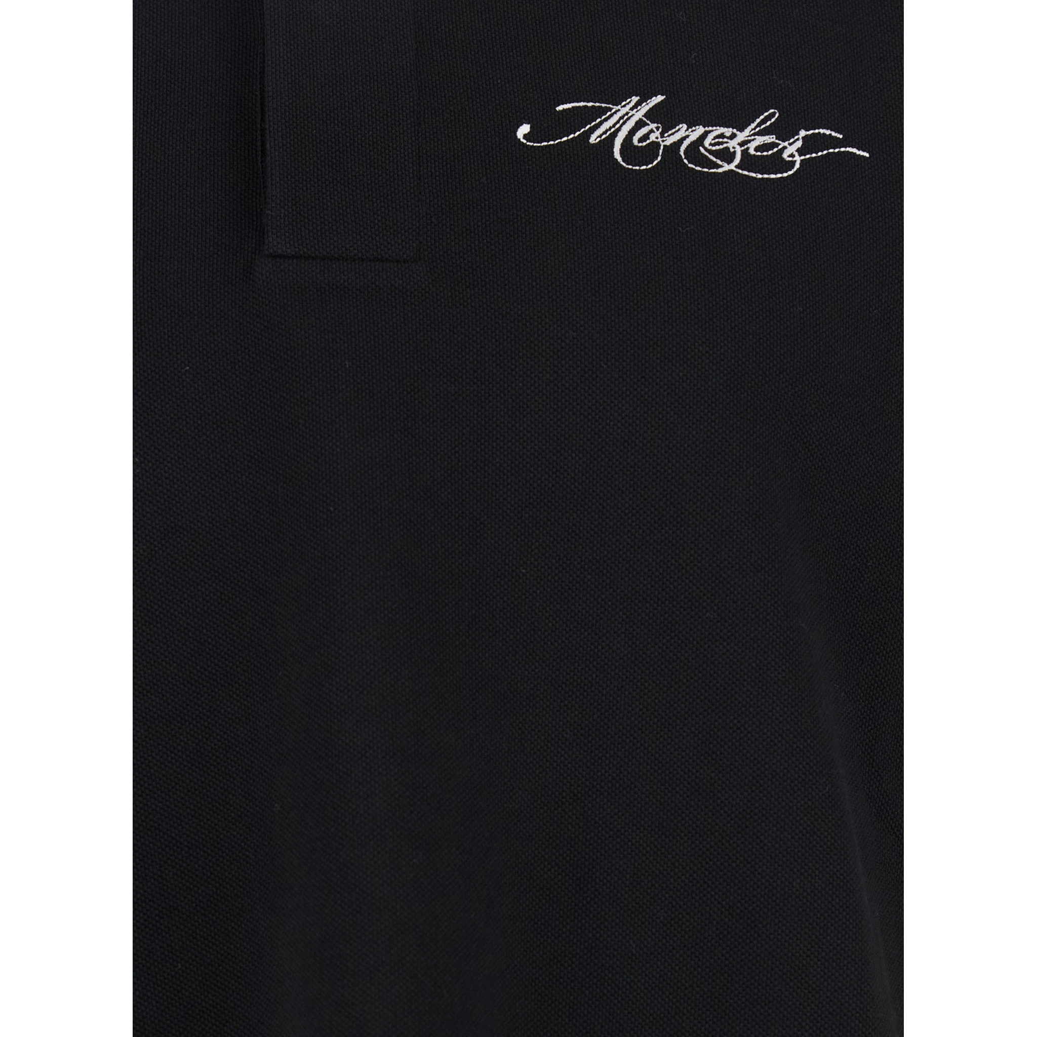 Black Polo Shirt with Classic Collar and Logo Lettering Embroidery on the Front in Cotton Man