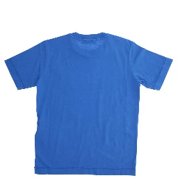 Blue T-Shirt with Round Neck and Logo Patch on the Front in Cotton Boy