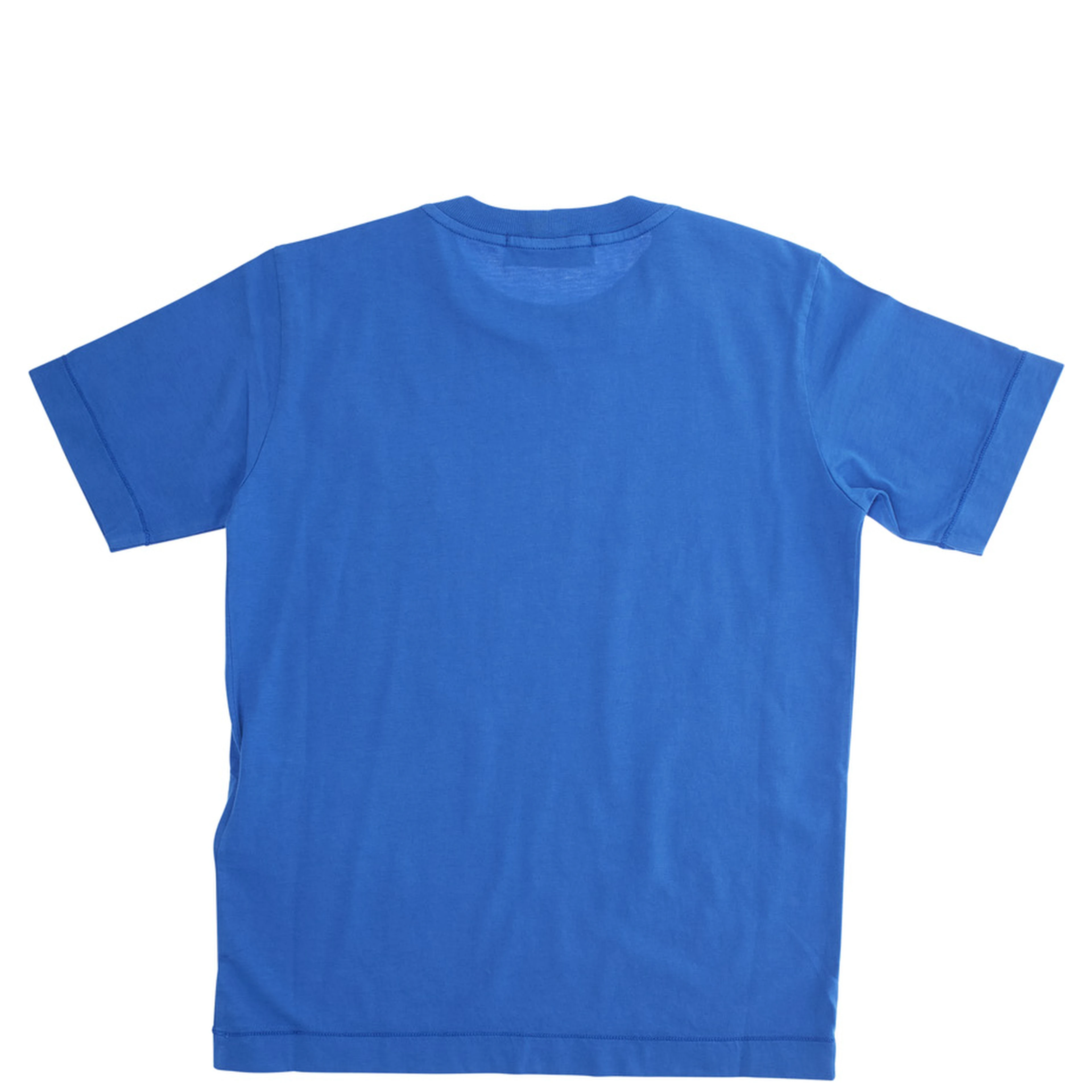 Blue T-Shirt with Round Neck and Logo Patch on the Front in Cotton Boy