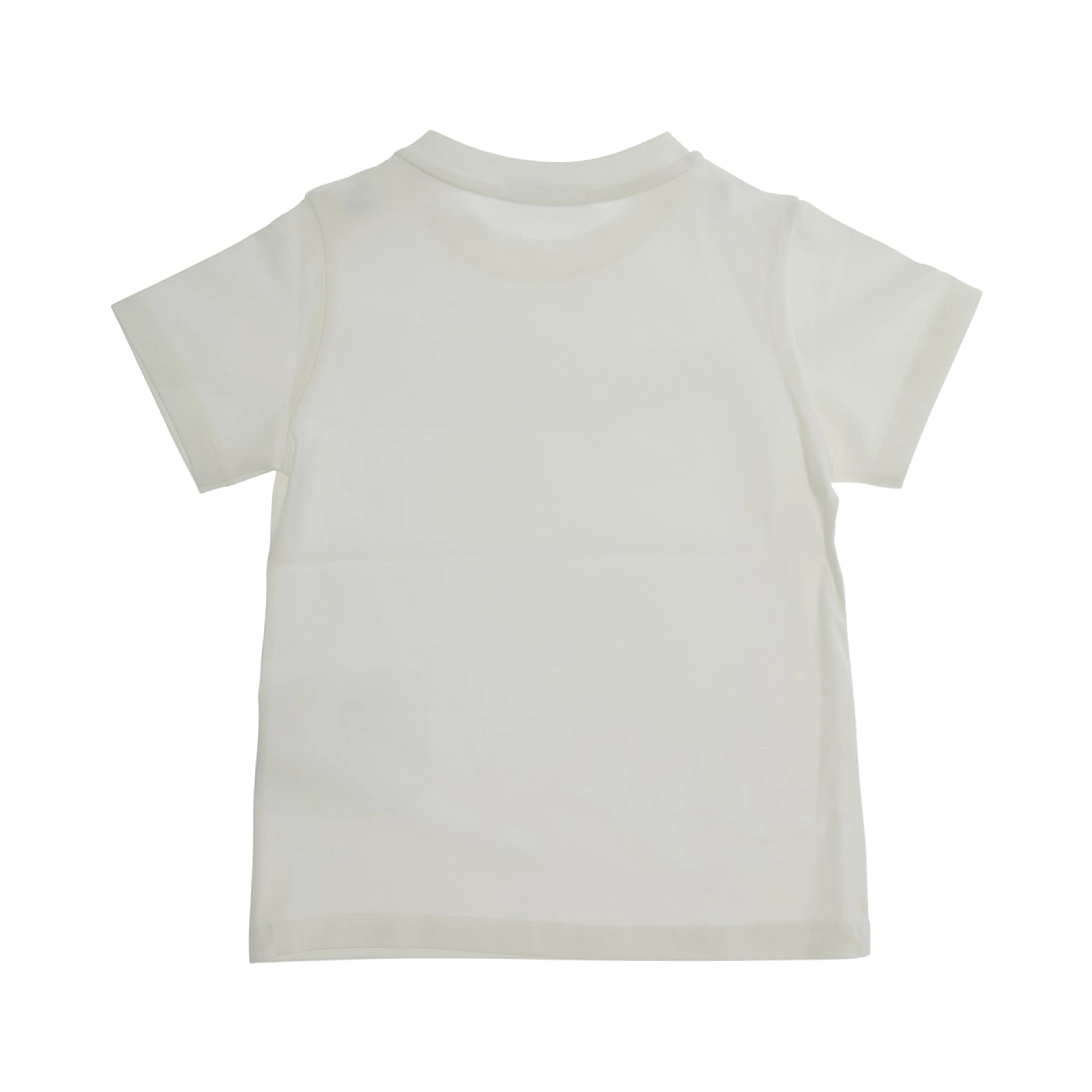 White T-Shirt with Logo Print and Snap Buttons in Stretch Cotton Baby