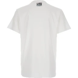 White Crewneck T-Shirt with Logo Print on the Front and Logo Patch on the Rear in Cotton Man