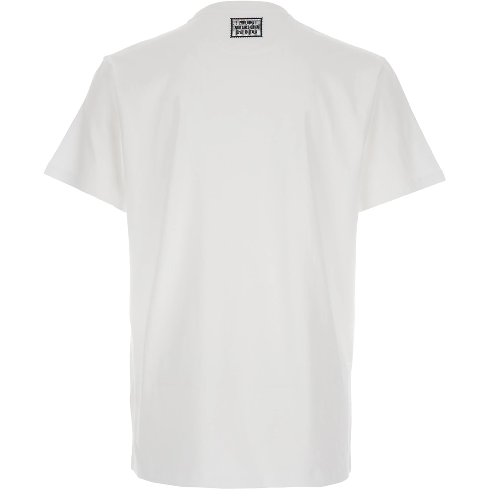 White Crewneck T-Shirt with Logo Print on the Front and Logo Patch on the Rear in Cotton Man