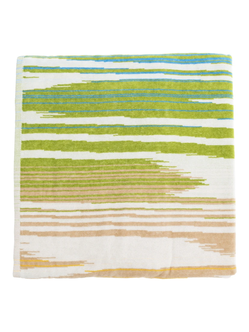 Fiammetta Multicolor Beach Towel with Logo Lettering on the Front in Cotton Home