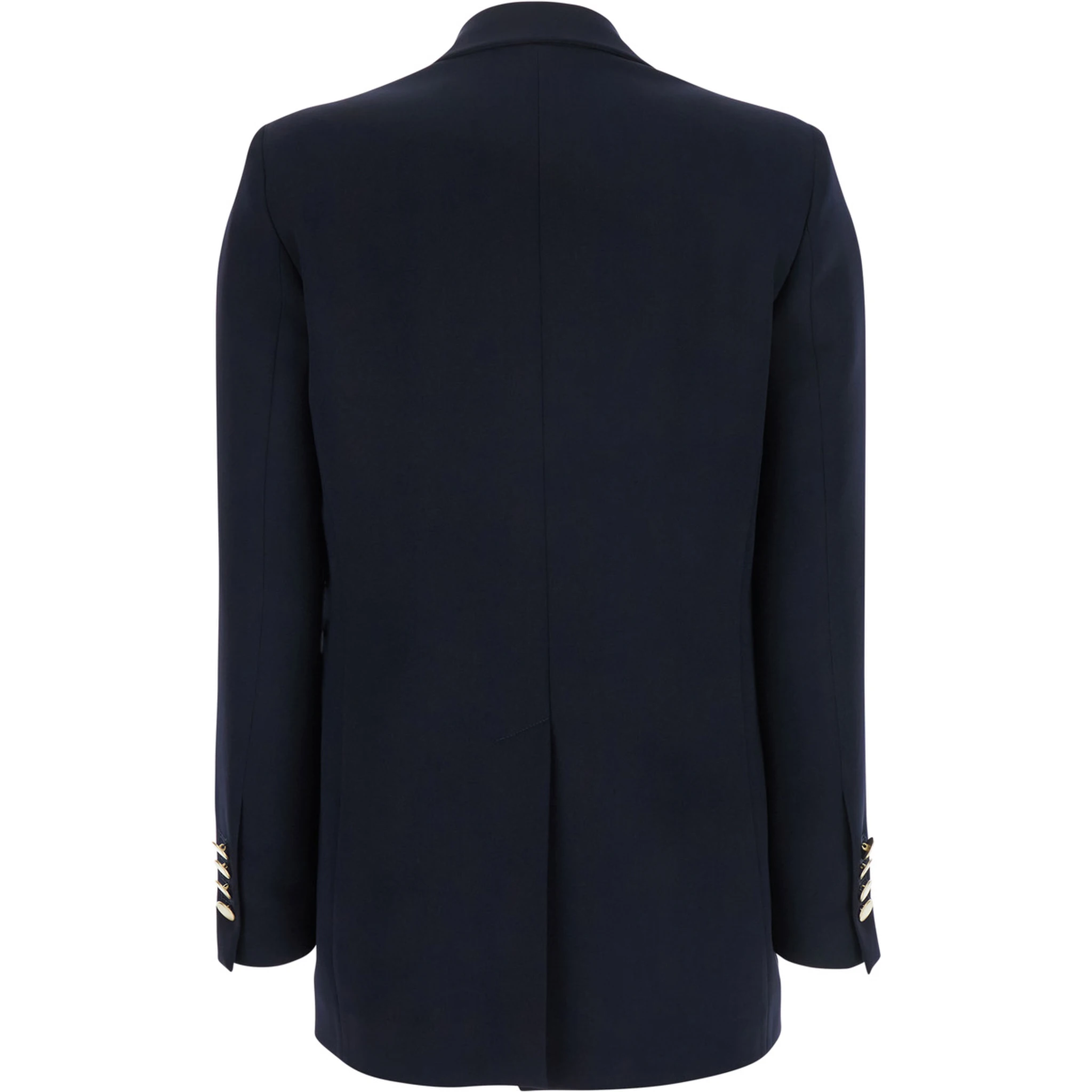 Blue Double-Breasted Jacket with Golden Buttons in Cady Woman