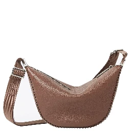 Melon Small Brown Crossbody Bag  With Logo Strap And Metallic FFs On The Sides In Leather Man
